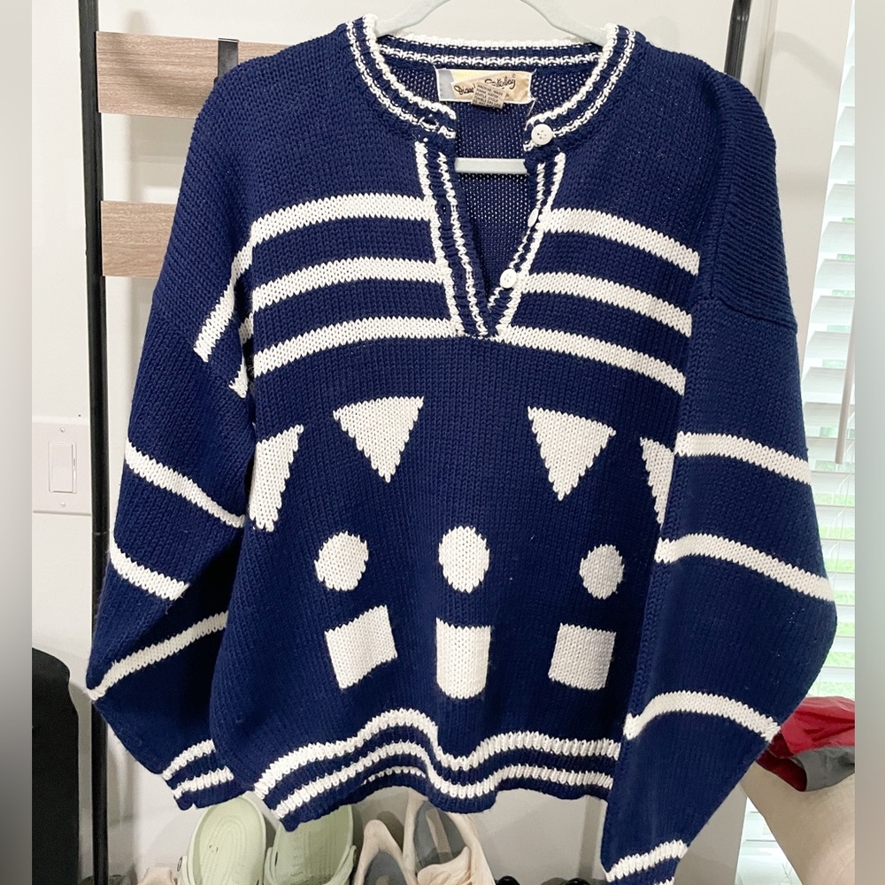 Diane Von Furstenberg Vintage Costal Color Pattern Sweater Size M